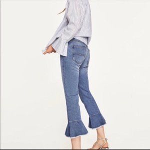 ZARA BASIC Z1975 DENIM JEANS WITH FRILL